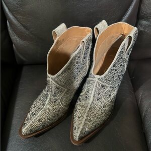 Women's Grey Embellished Ankle Boots